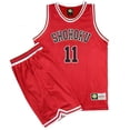 thumbnail image 4 of Conjunto de 2 camisetas de baloncesto unisex de color rojo, cortas, informales, sin mangas, para verano, Hisashi Mitsui, uniformes, 4 of 5