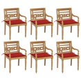 thumbnail image 1 of vidaXL Batavia Chairs with Cushions 6 pcs Solid Teak Wood, 1 of 5