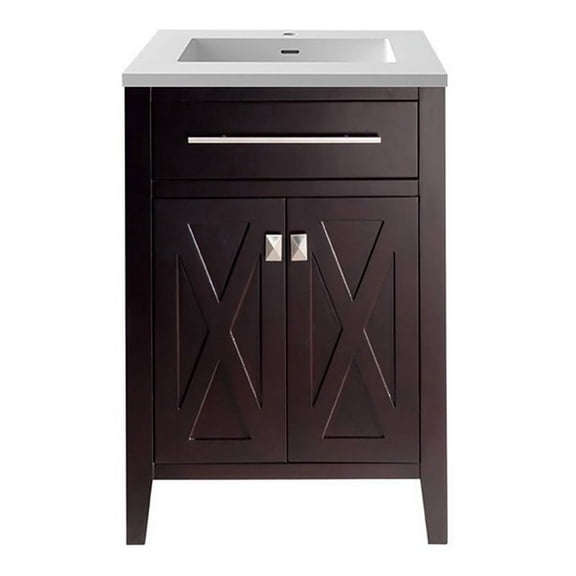 Laviva Wimbledon 24" Wood Cabinet with VIVA Stone Countertop in Brown/White