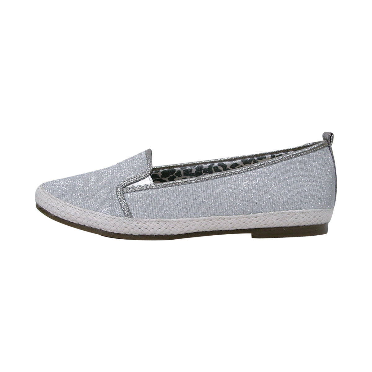 FUZZY Lacy Women Extra Wide Width Casual Metallic Flat SILVER 6.5