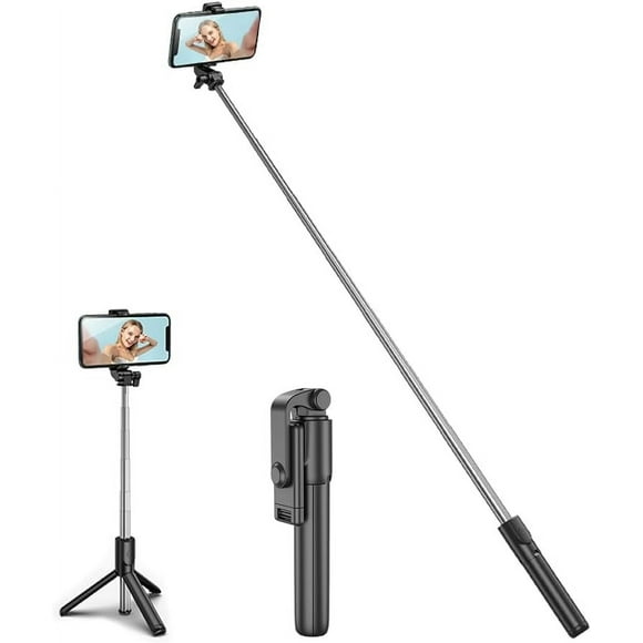KOMI Selfie Stick, Extendable Selfie Stick Tripod with Wireless Remote and Flexible Tripod Stand Group Selfies, Live Streaming, Video Recording Compatible with All Cellphones, Black