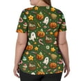 thumbnail image 3 of LHVUOA Halloween Scrub Tops for Women Plus Size Workwear V Neck Short Sleeve Halloween Cat Pumpkin Print Shirts Funny Halloween T Shirts Nurse Uniform Tee Shirts with Pockets, 3 of 5