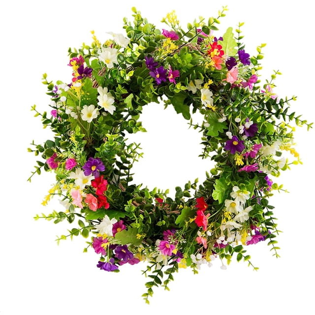 Corona de flores de 45 cm para puerta de entrada, hogar, ventana, pared, boda, decoración de fiesta