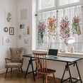 thumbnail image 5 of Pink Spring Floral Kitchen Curtain for Berdoom Living Room Cafe 54 Inch Length, Wooden Elegant Farmhouse Botanical Tiers Curtains Light Filtering Drapes Rod Pocket Window Treatment 2 Panels 52"Wx54"L, 5 of 8