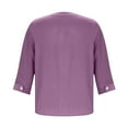 thumbnail image 5 of cocolona Womens 3/4 Sleeve Shirts Trendy Button V Neck Tops Dressy Casual Blouse Solid Color Loose Lightweight Tops, 5 of 6