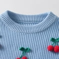 thumbnail image 4 of Cethrio Girls Crew Neck Sweaters, Long Sleeve Fall Winter Knitted Pullover Girls Clothing Sky Blue Size 1-2 T, 4 of 6