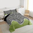 thumbnail image 3 of Homewish Fashion Abstract Artwork Full Size Comforter Sets, Chic Stripe Waves Bedding Comforter Set, Teens Adult Men Women Reversible Bedding Sets, Super Cozy Room Decor, 3-Piece, 3 of 8