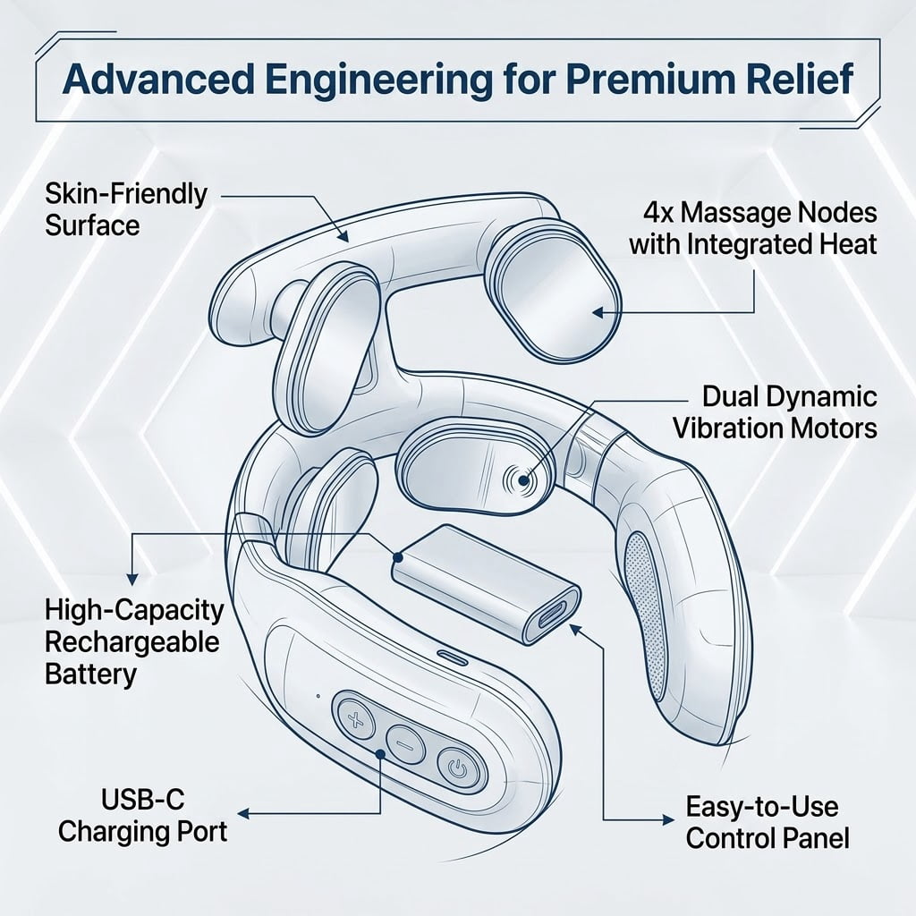 Neck Massager, Vagus Nerve Stimulator for Neck4-Head Electric Massager, 6 Modes & 14 Intensity Levels, Cordless Rechargeable Design, Shoulder Relaxation & Pain Relief