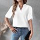 thumbnail image 4 of Mujeres Manga Corta de Verano Tops Suelto Color Sólido Cuello en V Casual Top, Blusa de Poliéster para las Mujeres, Lavado de Manos Primavera Y Moda de Verano, 4 of 7