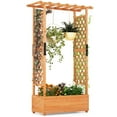 thumbnail image 2 of GVN Raised Garden Bed with Arch Trellis-Orange, Outdoor Wooden Elevated Raised Garden Bed for Patio or Yard Gardening, 2 of 7