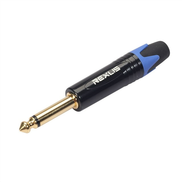 GLFILL Mono 6.35MM Jack Male Plug 1/4 Inch Microphone Plug Audio Cable Connector Brass Audio Jacks Guitar Audio Cable Blue