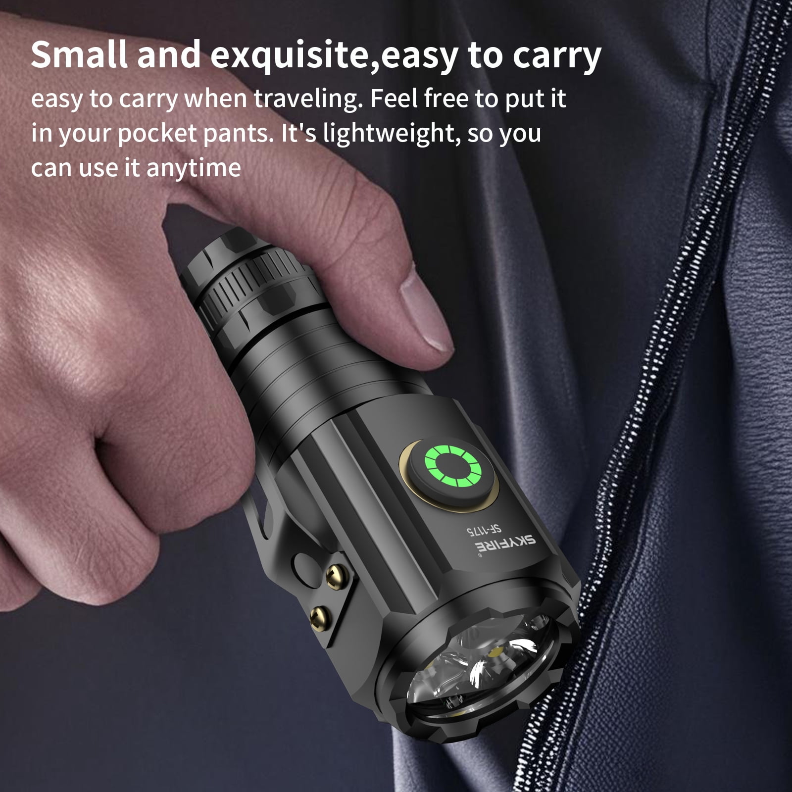 SKYFIRE LED Mini high-brightness flashlight, three high-current light beads ultra-bright rechargeable flashlight, with magnetic attraction function on the back