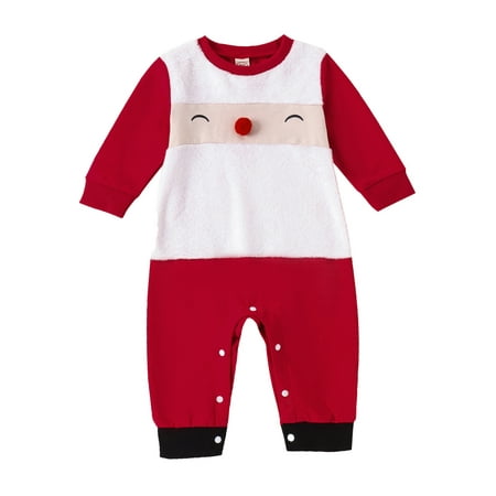 

Bslissey Baby Boys Girls Christmas Footless Rompers Long Sleeve Elk/Santa Claus Pattern Jumpsuit Newborn Infant Cute One Piece Bodysuit for Daily 3M 6M 12M 18M