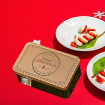 KOYPTL Metal Christmas Storage Box,Christmas Tin Case Packaging Box Square Container with Lid for Cookie Candy Treats Gifts Storage for Xmas Holiday Parties Birthdays and Seasonal Celebrations Design