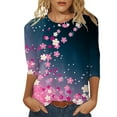 thumbnail image 1 of WEAIXIMIUNG Women's Long Sleeve T-Shirts Loose Fit Tops for Womens Casual Summer Tops Three Quarter Sleeve Round Neck Tee T Shirt St Patricks Day Printed Loose Side Split Tunic Blouse, 1 of 4