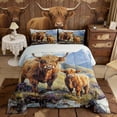 thumbnail image 2 of Erosebridal Watercolor Highland Cattle Queen Comforter Set, Oil Painting Style Bedding Comforter Set, 2 of 6
