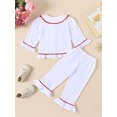 thumbnail image 3 of Bslissey Little Girls Pajamas Set Ruffles Long Sleeve Doll Collar Button Shirt + Elastic Pants 2Pcs Loungewear Outfits Toddler Kids Casual Sleepwear 12 Months-5 Years, 3 of 9