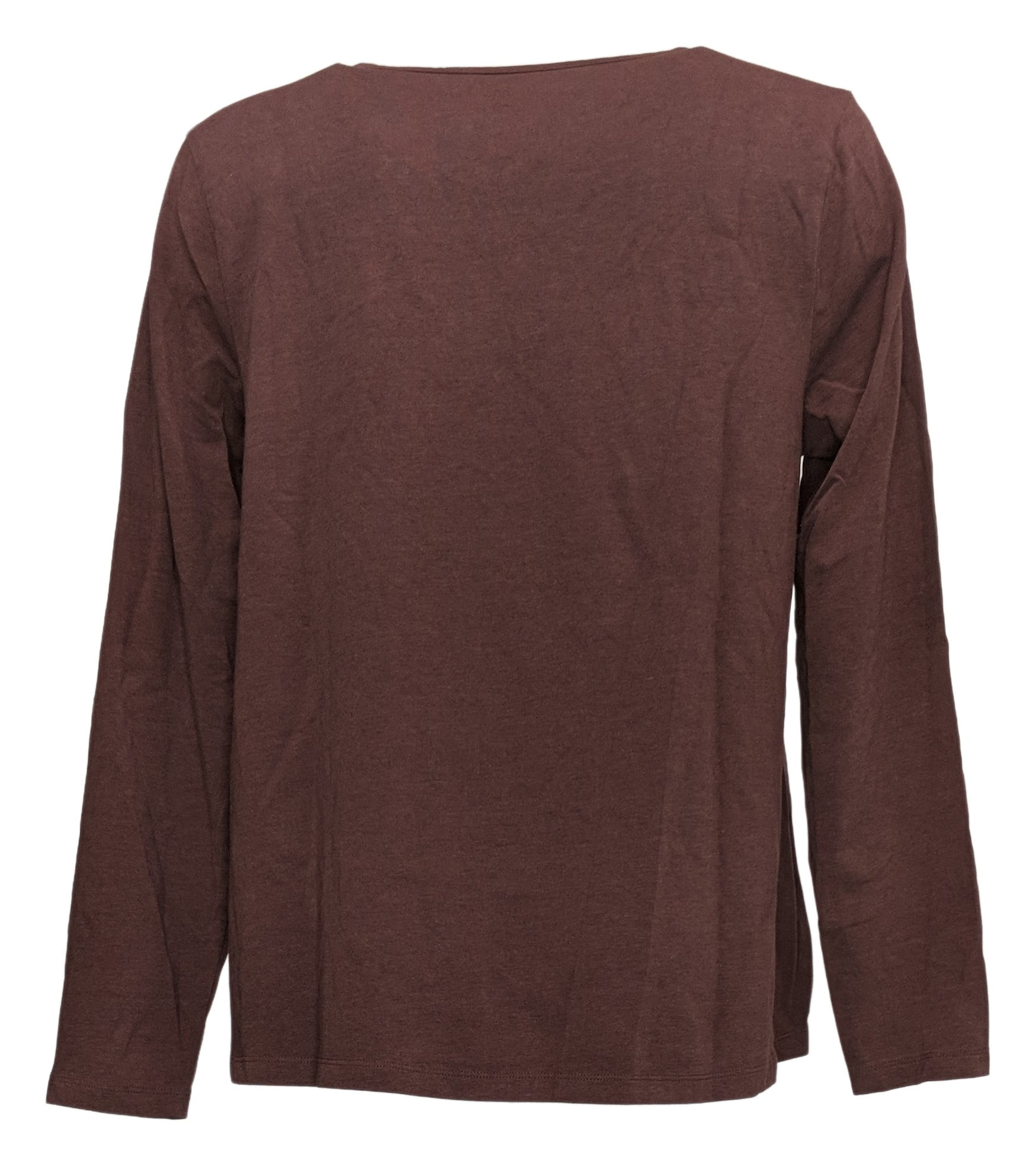 Denim & Co. Women's Top Sz M Essentials Jersey Round-Neck Swing Brown  A465349 Regular Size