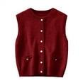 thumbnail image 1 of Gilet pour Femmes, Comdrip Cardigan à Boutons à Manches Longues Col en V Couleur Unie Mode et Décontracté pour Femmes Rouge 2TG, 1 of 4