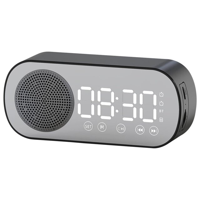 Reloj despertador Skegnu Z7 con Bluetooth, reloj despertador inteligente con espejo, radio, altavoz pequeño con tarjeta enchufable, despertadores para dormitorios.
