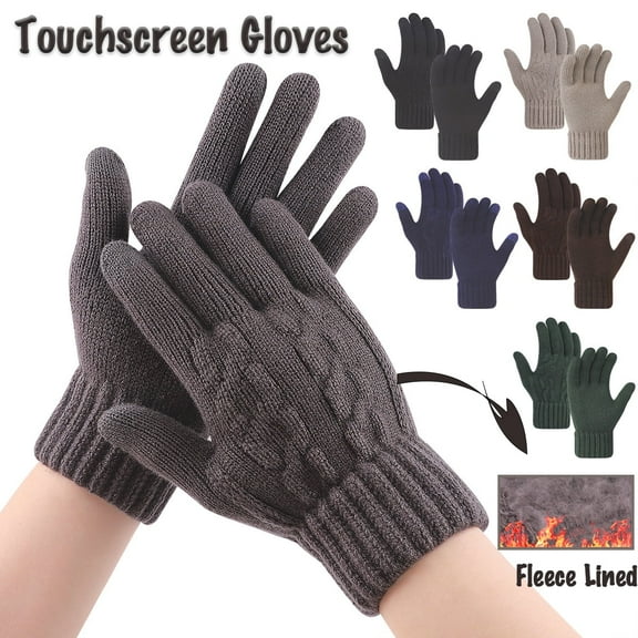 Dalrosia Women's Winter Touchscreen Gloves Warm Full Fingers Fleece Lined Knit Gloves Anti Slip Elastic Cuff Winter Texting Gloves for Women Men