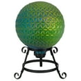 thumbnail image 3 of Northlight 10" Blue Iridescent Textured Glass Outdoor Patio Garden Gazing Ball, 3 of 3