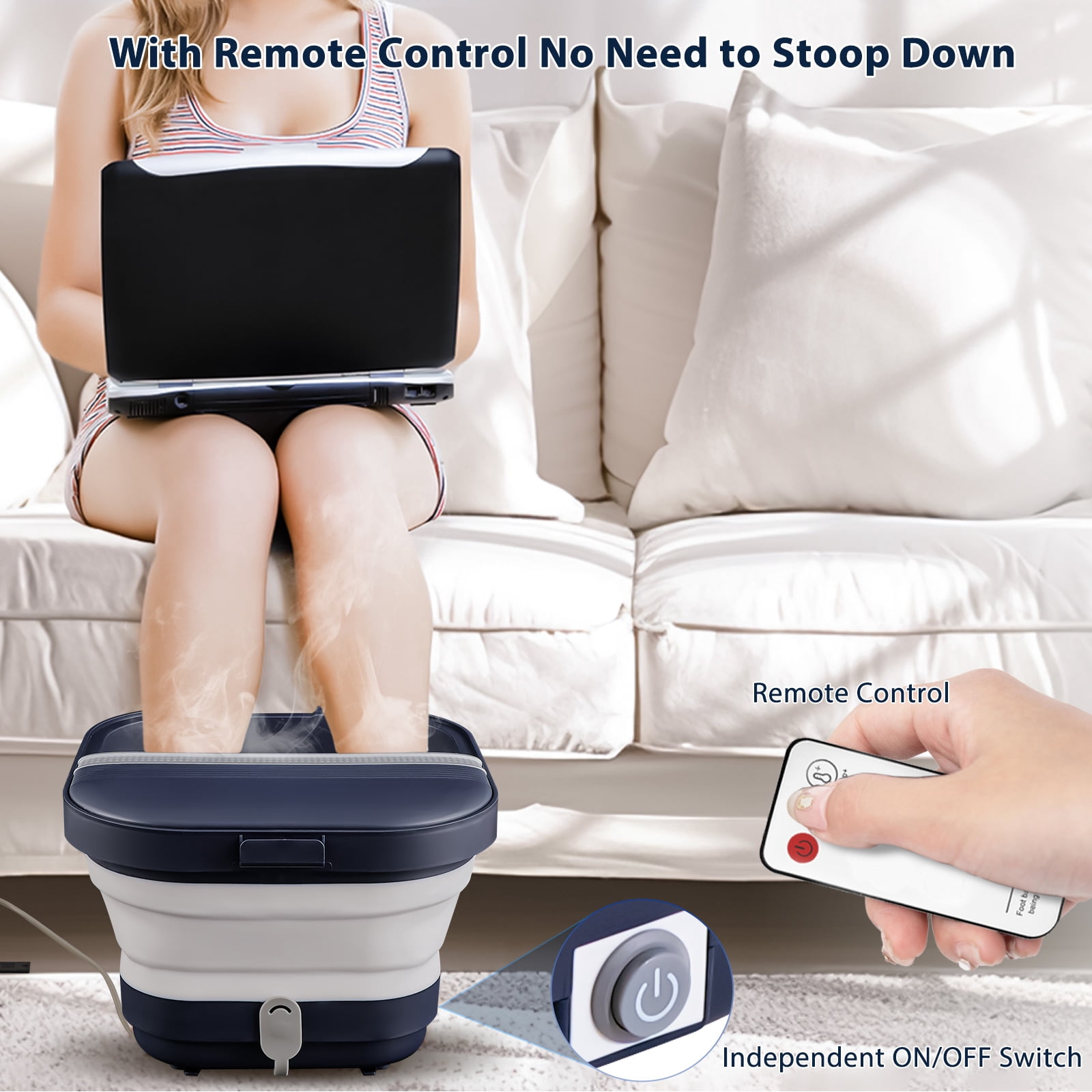 Foot Bath Spa with Heat, Remote Control, Massage Rollers, Bubble, Foot Pedicure Kit