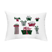 Simply Daisy, 14" x 20" Present Time White Decorative Holiday Outdoor Pillow