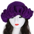 thumbnail image 1 of Dsseng Sweet Girls Crochet Ruffled Brim Bucket Hat Cute Ladies Fisherman Hat Exaggerated Style Teens Winter Windproof Hat, 1 of 21