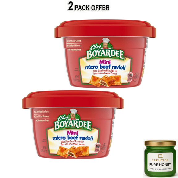 Chef Boyardee Mini Micro Beef Ravioli in Tomato and Meat Sauce, Microwavable Meal, 7.5 oz. Bowl