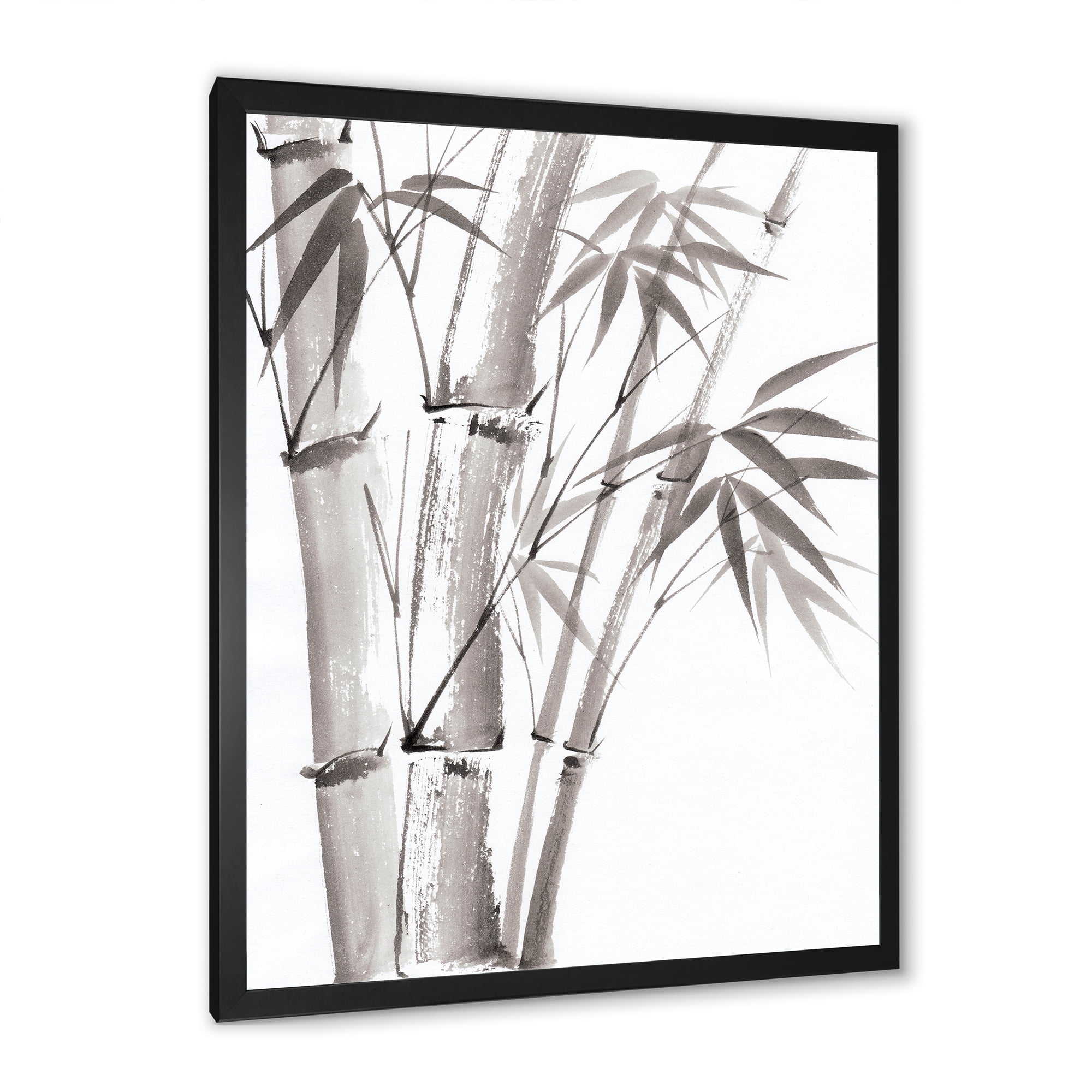 Designart 'Palm Bamboo Detail On White III' Traditional Framed Art Print