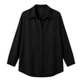thumbnail image 4 of Edvintorg Womens Button Up Shirts Cotton Turndown Collar Long Sleeve Casual Loose Lightweight Top Plus Size Womens Fashion Black S, 4 of 6