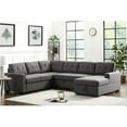 thumbnail image 2 of Bowery Hill Dark Gray Linen Fabric Sleeper Sectional Sofa with Storage Chaise, 2 of 6