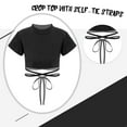 thumbnail image 7 of Kaerm Kids Girls Short Sleeve T Shirts Crop Tank Tops Cirss Cross Back Tops Tee Shirts Dance Tops Black 130, 7 of 7
