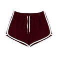 thumbnail image 3 of pstuiky Womens Casual Pants, Solid Color Casual Short Pants Simple Womens Workout Pants Wine XL, 3 of 7