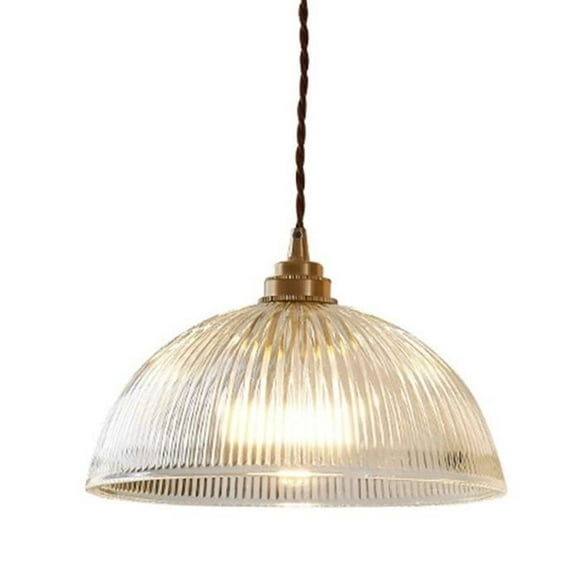 Vintage Industrial Glass Pendant Light Fixture with E27 Base Brass Copper Loft Chandelier Ceiling Hanging Lamp (25cm)