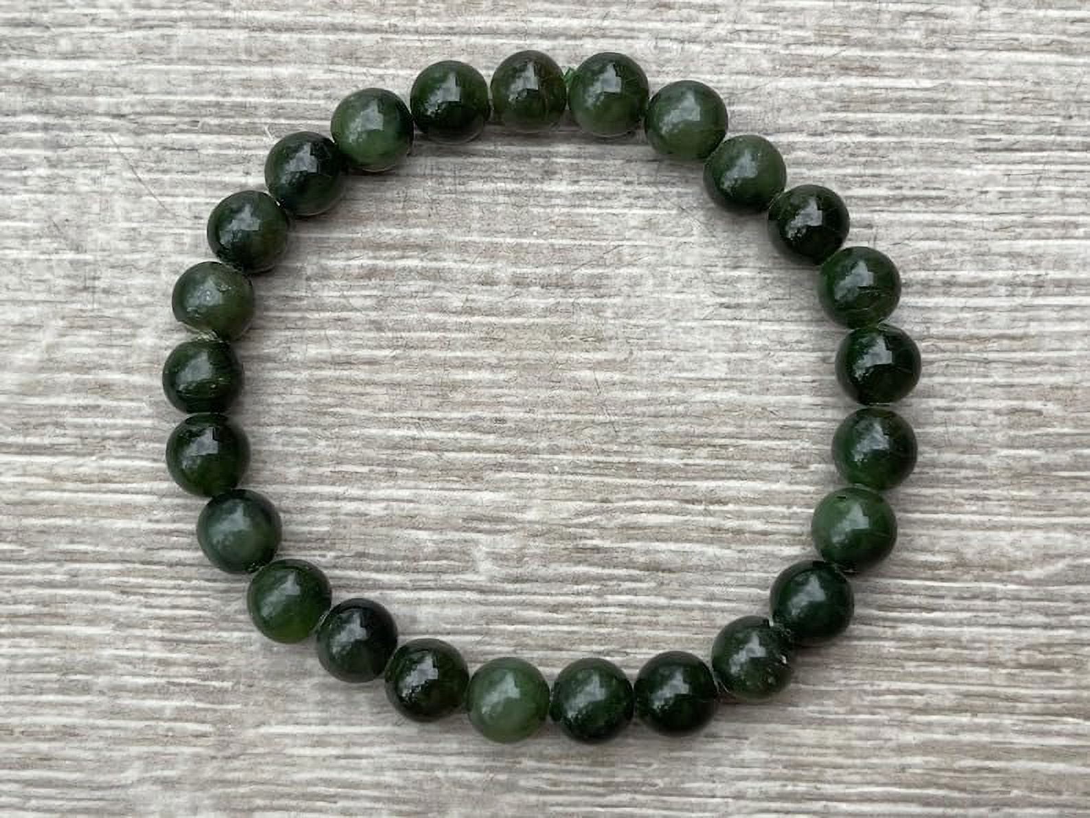 Nephrite Jade Crystal Bead Bracelet 6-8mm, Wholesale Genuine Nephrite Jade Stretch Gemstone Bracelet, Nephrite Jade Gift for Men & Women (2)