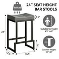 thumbnail image 3 of FIRAVOE Bar Stools Set of 3, Backless Counter Height Bar Stools (24") Modern Faux Leather Saddle Barstools for Kitchen Island, Gray, 3 of 8