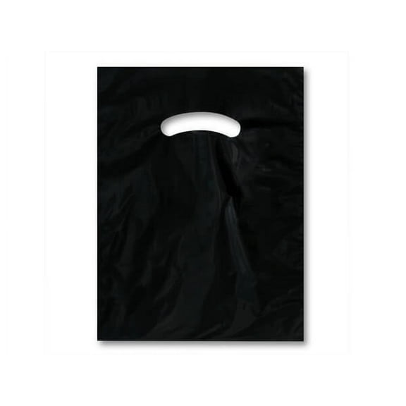 Pack Of 1000, 9" x 12" Solid Black Super Gloss Recycled Plastic Bags 1.25 Mil Made in USA