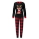 thumbnail image 3 of Conjunto de pijamas familiares a juego: camisetas de manga larga con estampado de renos navideños y pantalones a cuadros (2 piezas). Pijama familiar., 3 of 10