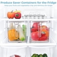 thumbnail image 3 of 2 PCS Produce Saver Containers, 1.6-Gallon Fridge Food Storage Container, Fruits Vegetables Fresh Keeper with Lid and Handle, Stackable Refrigerator Organizer with Time Dial and Drain Tray, 3 of 7