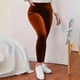thumbnail image 4 of Karight Women's High Waist Velvet Elastic Leggings Velvet Warm Yoga Pants Buttery Soft Velour Leggings, 4 of 5