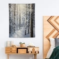 thumbnail image 2 of ONETECH  Winter Tapestry, Snow Covered Forest Idyllic Early Morning Scenery Seasonal Xmas Nature, Wall Hanging for Bedroom Living Room Dorm Decor, Black White Slate Blue, 2 of 7