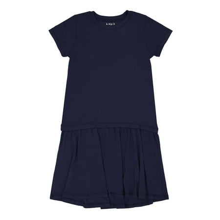 

KIDPIK Girls Short Sleeve Drop Waist Knit T-Shirt Dress Size: 2T - XXL (16)