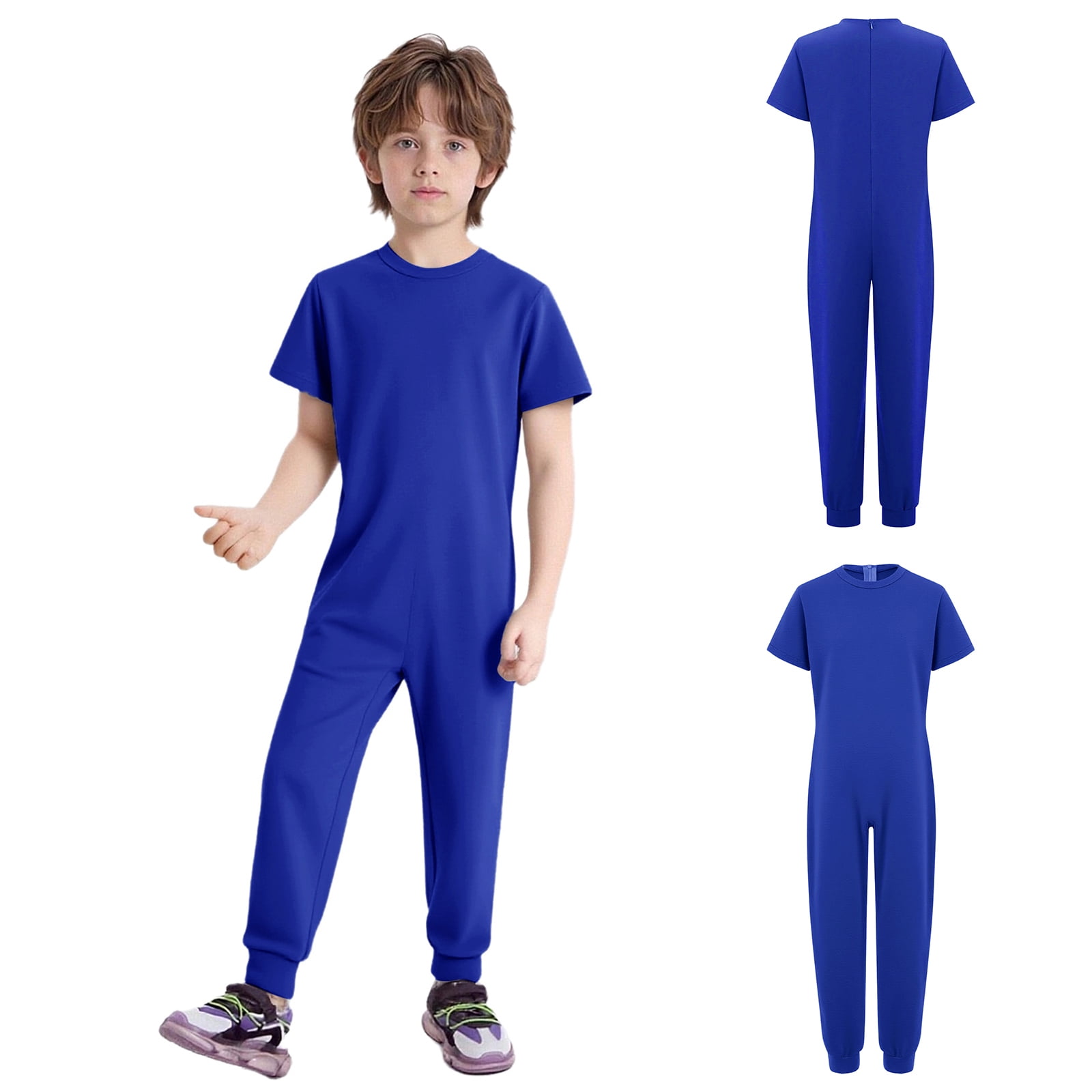 iiniim Boys Special Needs Bodysuit Full Length Jumpsuit One-Piece Romper Playsuit Adaptive Clothes Blue 8