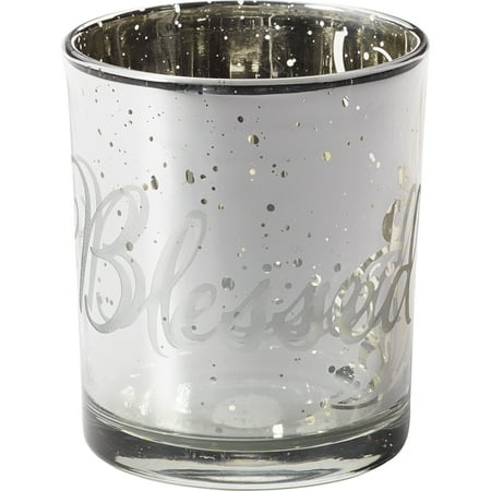 Moment Wine Glass Precious Moments Blessed Rustic Farmhouse Distressed Glass Votive Candle Holder 173408 ()