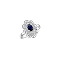 thumbnail image 4 of Rylos Sterling Silver Floral Designer Ring with 6x4 MM Oval Sapphire & Sparkling Diamonds - Birthstone Jewelry for Women -Size 6, 4 of 7