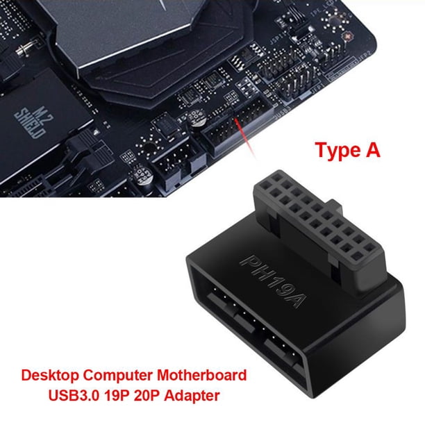 Convertidor de enchufe adaptador de cabezal USB 3.0 19P 20P para placa base de computadora (A) Tmvgtek Para estrenar