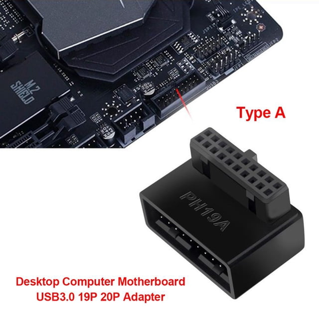 Convertidor de enchufe adaptador de cabezal USB 3.0 19P 20P para placa base de computadora (A)