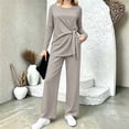 thumbnail image 5 of AnuYalue Women's Plus Size 2 Piece Outfits Long Sleeve Blouse and Pants Solid Loungewear Sets Travel Outfits, 5 of 9